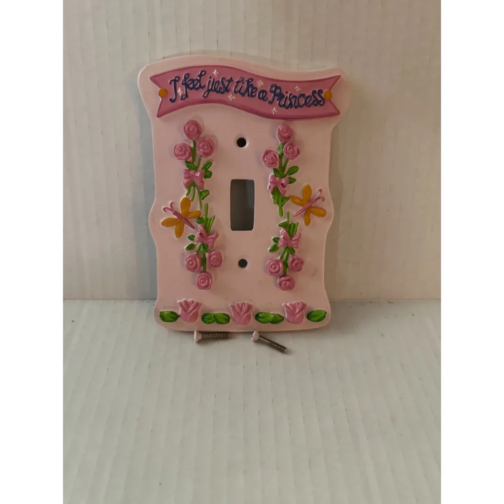 Princess Pink Decorative Light Switch Cover Plate Kids Room Floral Butterfly Wal